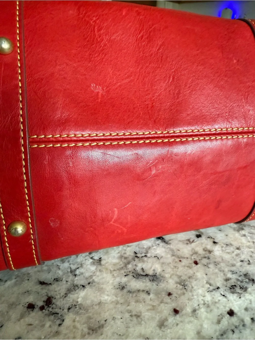 Dooney & Bourke Florentine Satchel Large Handbag Bright Red Leather